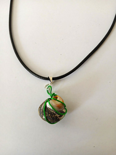 Wire wrapped oval shell - shell, charm