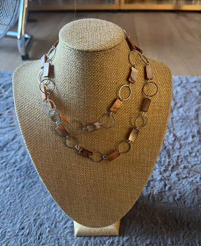 Brown silver tone shell and - brown,