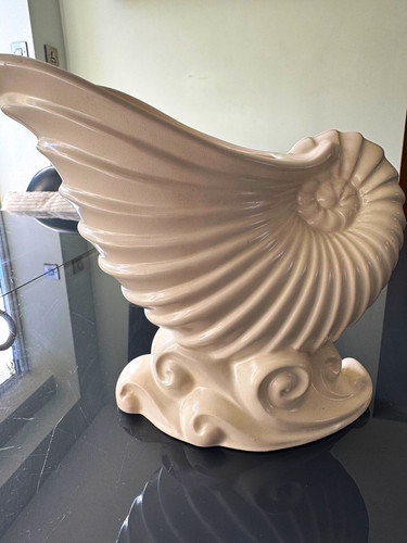 Beige ceramic decorative shell - beige,