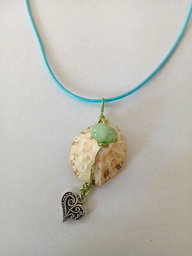 Blue cord necklace - with, beige