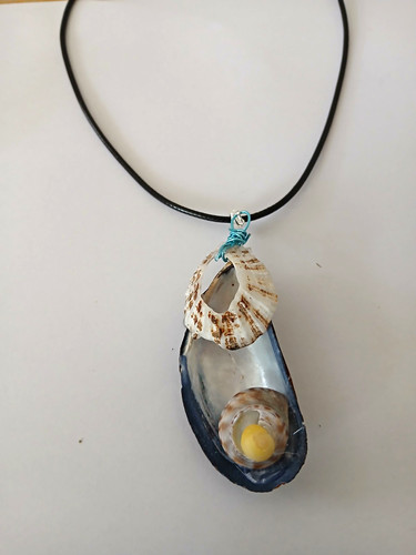 Oval shell charm pendant - oval,