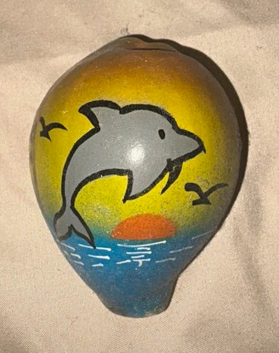 Polished painted cowrie shell - polished,